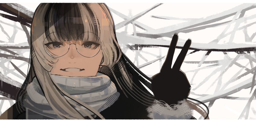 1girl, absurdres, alternate_costume, black_gloves, black_hair, blunt_bangs, blunt_ends, floating_hair