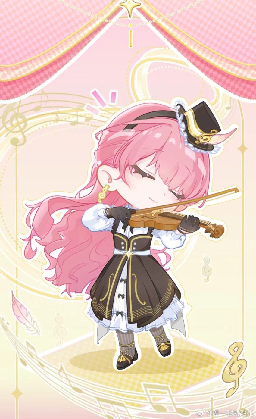 1girl, back_bow, black_bow, black_bowtie, black_dress, black_gloves, black_hairband, black_hat