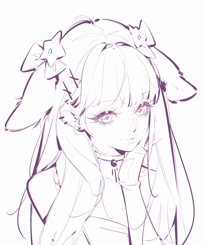 1girl, absurdres, adiu, animal_ears, arm_warmers, bare_shoulders, bow, breasts