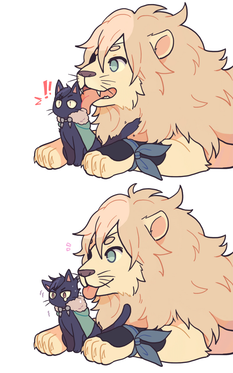 !, !!, <|>_<|>, alisha_(heirror), animalization, aqua_cape, bandana, bandana_around_arm