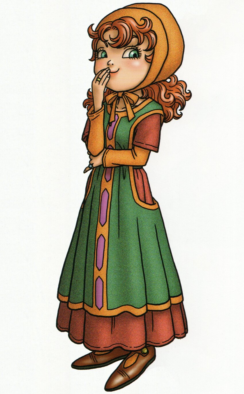 1girl, absurdres, aqua_eyes, bonnet, brown_footwear, commentary, covering_own_mouth, curly_hair