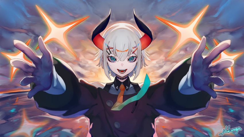 1girl, absurdres, black_choker, choker, gloves, green_eyes, grey_gloves, hair_ornament