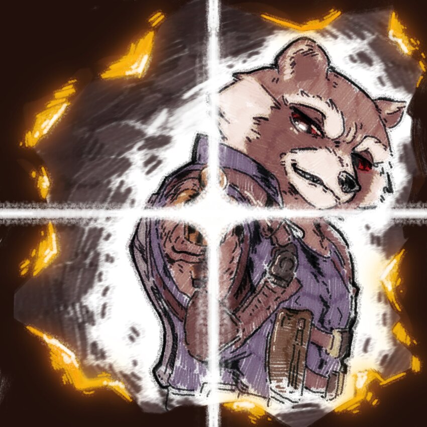 1boy, aiming, chinese_commentary, commentary_request, furry, furry_male, gun, highres