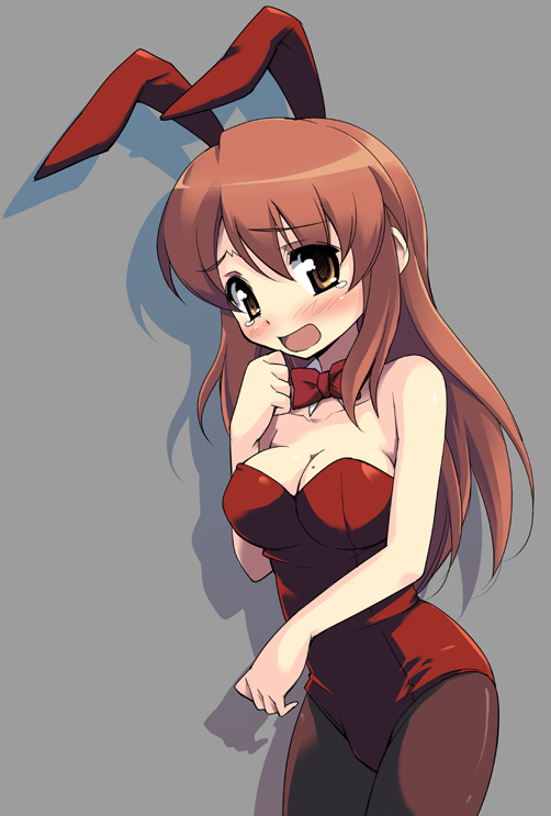 00s, 1girl, animal_ears, asahina_mikuru, bare_arms, bare_shoulders, bow, bowtie