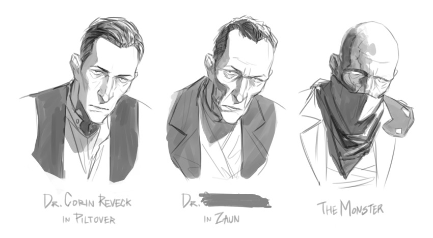 1boy, age_progression, arcane:_league_of_legends, arcane_singed, bald, balding, burn_scar, censored, censored_text, character_name, cheekbones, english_text, hair_slicked_back, highres, hollowshaped, league_of_legends, male_focus, monochrome, portrait, scar, scarf, scarf_over_mouth, simple_background, singed, sketch, white_background, wrinkled_skin