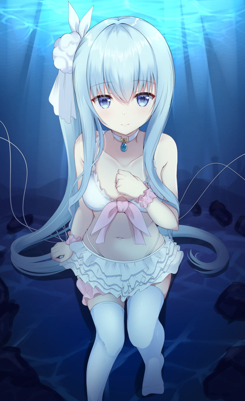 1girl, absurdres, argentum_2o, arm_at_side, bare_shoulders, bemani, bikini, bikini_skirt