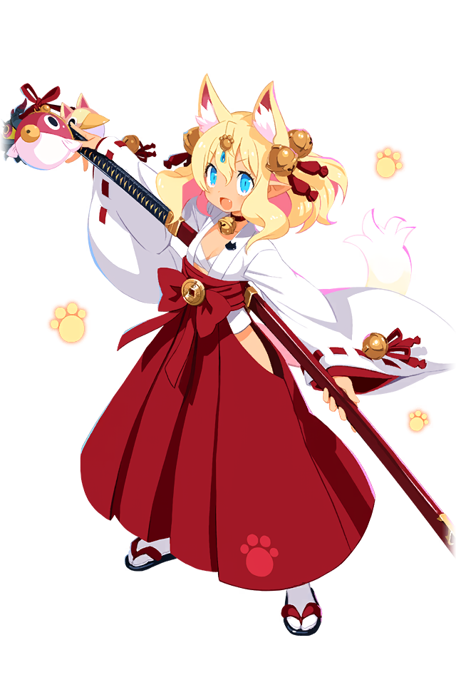 1girl, animal_ear_fluff, animal_ears, bell, blonde_hair, blue_eyes, breasts, cleavage