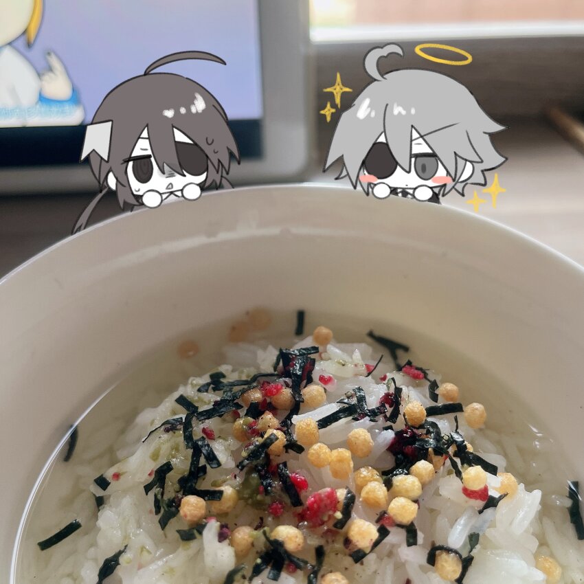 1boy, 1girl, ahoge, alela_grora_(funamusea), black_eyes, black_hair, black_necktie, black_suit