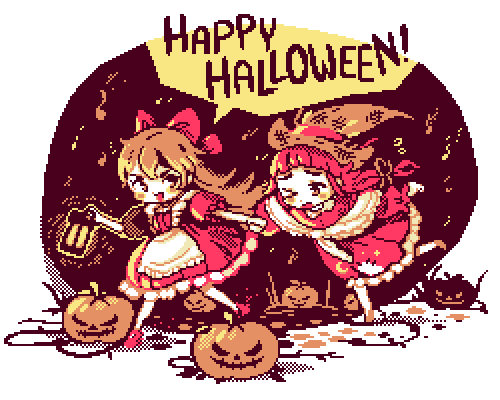 2girls, apron, bow, brown_hair, dress, elise_liedl, hair_bow, hair_flaps