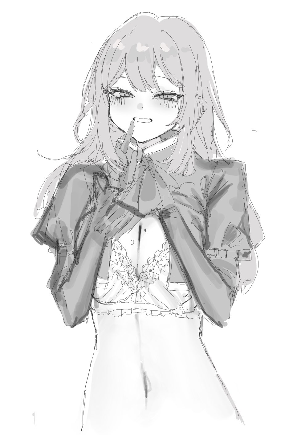 ascot, bra, breasts, catherine_(project_moon), cleavage, collared_shirt, gloves, highres