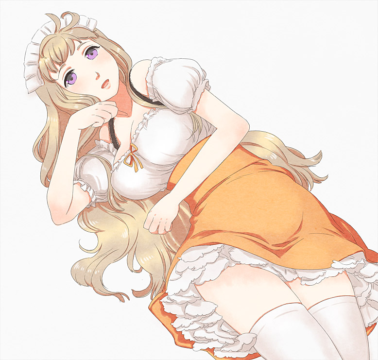 1girl, axis_powers_hetalia, bare_shoulders, blonde_hair, breasts, female_focus, frills, genderswap
