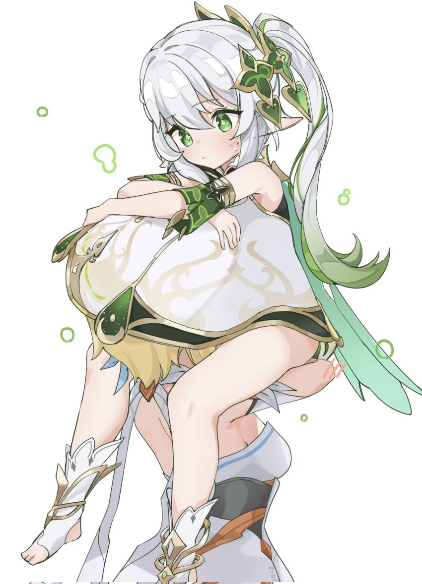 2girls, angeldu, blonde_hair, breasts, carrying, clothes_lift, crossed_arms, dress