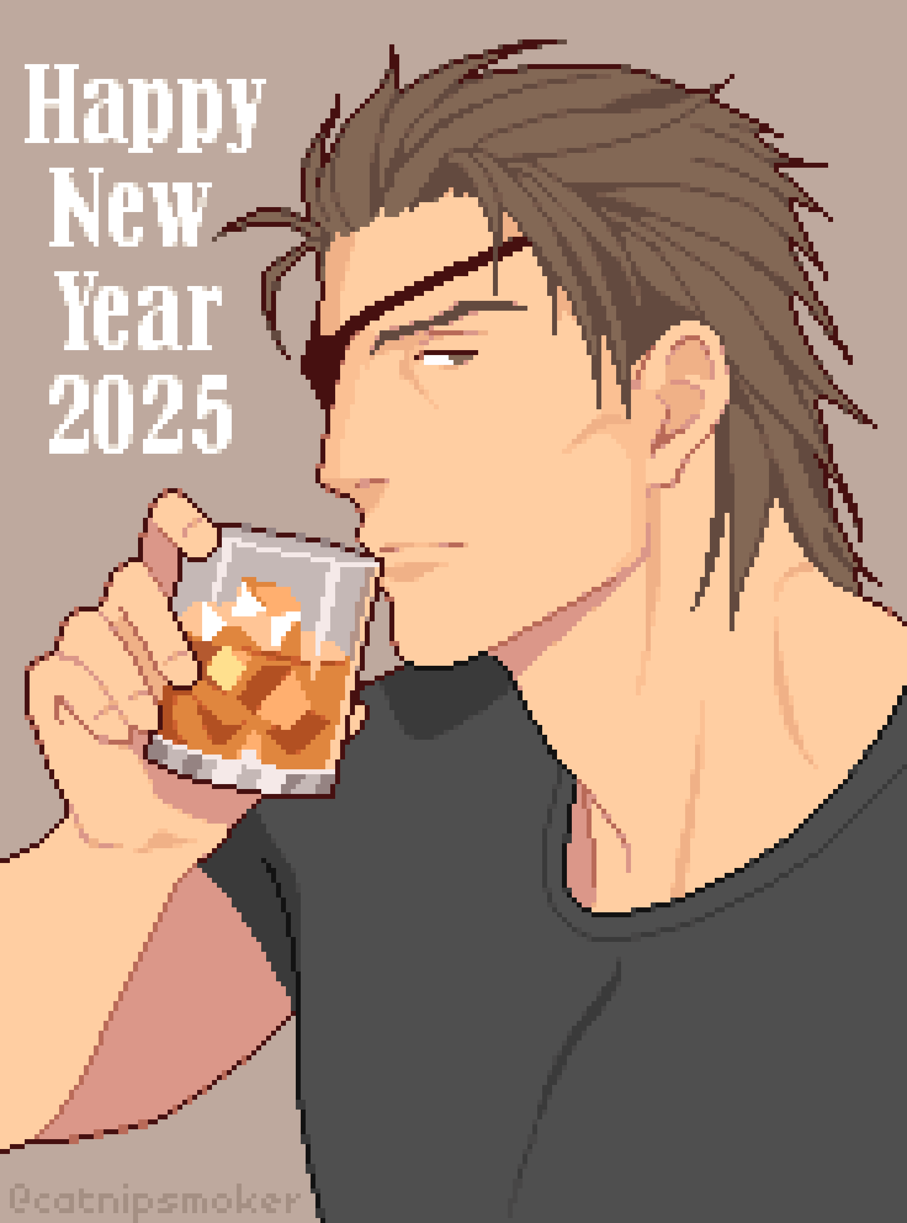 1boy, absurdres, alternate_costume, black_shirt, brown_eyes, brown_hair, catnipsmoker_(hakino), cup