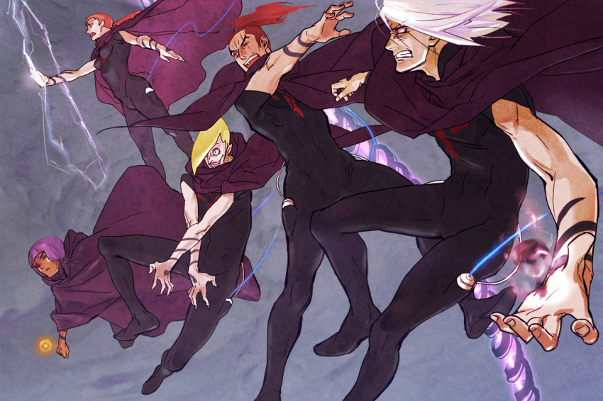 00s, atori, blonde_hair, brown_hair, cloak, karasu, kosagi, noein