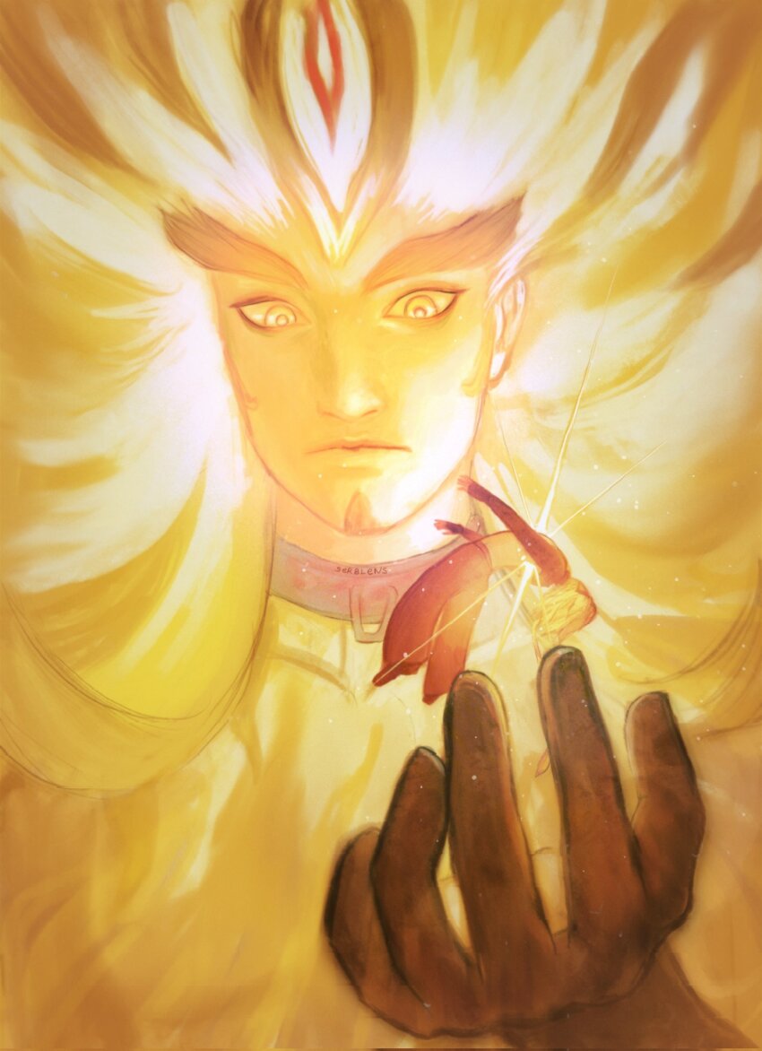 2boys, artist_name, blonde_hair, character_request, child, collar, colored_skin, dislyte