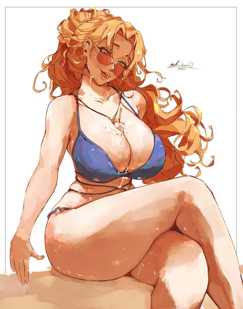 bare_shoulders, bikini, bleach, bleach:_brave_souls, bon_drawr, breasts, crossed_legs, curvy