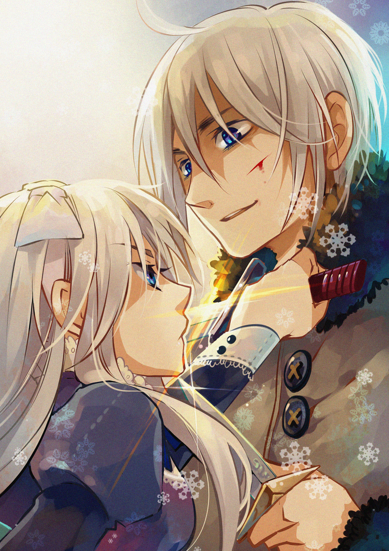 1boy, 1girl, ahoge, axis_powers_hetalia, belarus_(hetalia), belarus_(male)_(hetalia), blonde_hair, blue_eyes