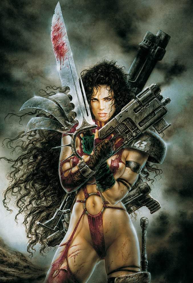 1girl, armband, back_holster, bare_hips, black_hair, blood, blood_splatter, bodysuit