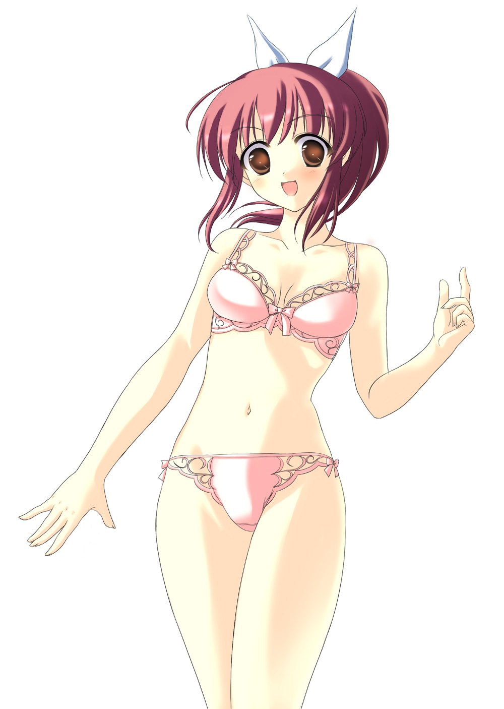 1girl, bra, breasts, female_focus, highres, navel, panties, simple_background