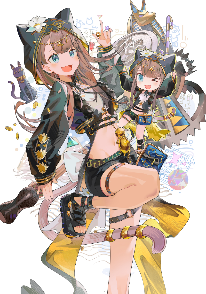 1girl, :d, absurdres, arknights, black_footwear, black_jacket, black_ribbon, black_shorts