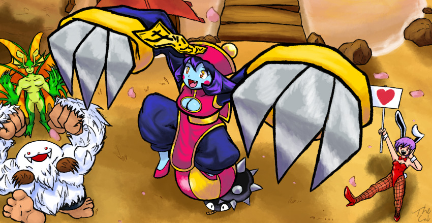 absurdres, animal_ears, arms_up, ball, bomb, darkstalkers, explosive, highres