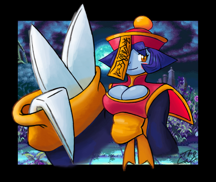 absurdres, blue_hair, blue_skin, breasts, claws, colored_skin, darkstalkers, highres