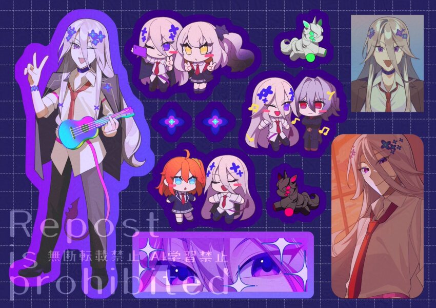 2boys, 2girls, :d, ;d, adversarial_noise, ahoge, alternate_eye_color, amatsuka_(fate)