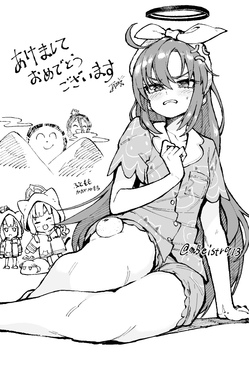 1boy, 5girls, alternate_costume, anger_vein, angry, animal_ear_headwear, animal_ears, animal_print