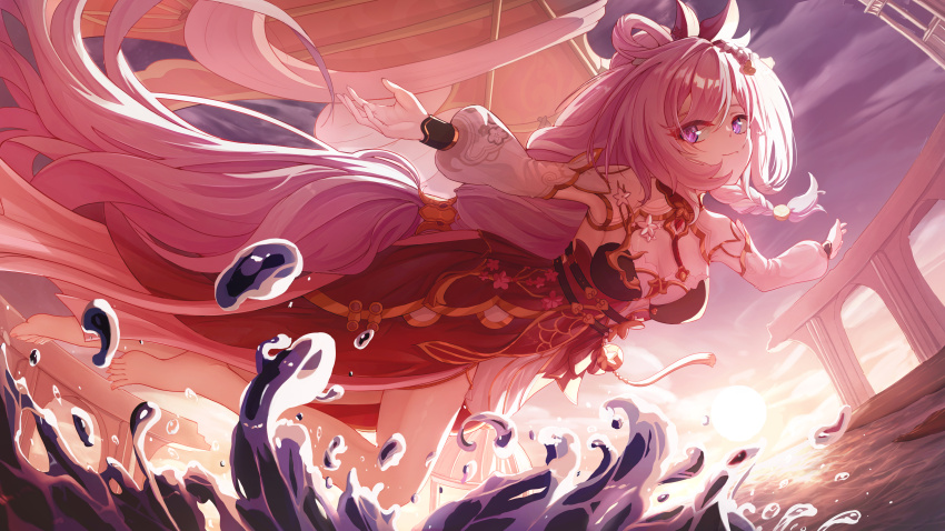 1girl, absurdres, ang55523671, braid, breasts, china_dress, chinese_clothes, cleavage