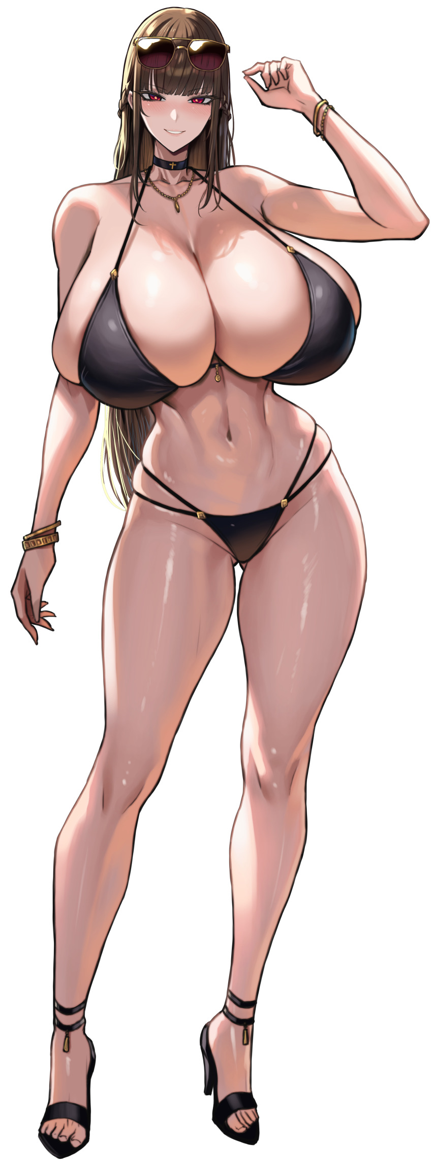 1girl, absurdres, ankle_strap, arm_at_side, arm_up, backlighting, bare_arms, bare_legs