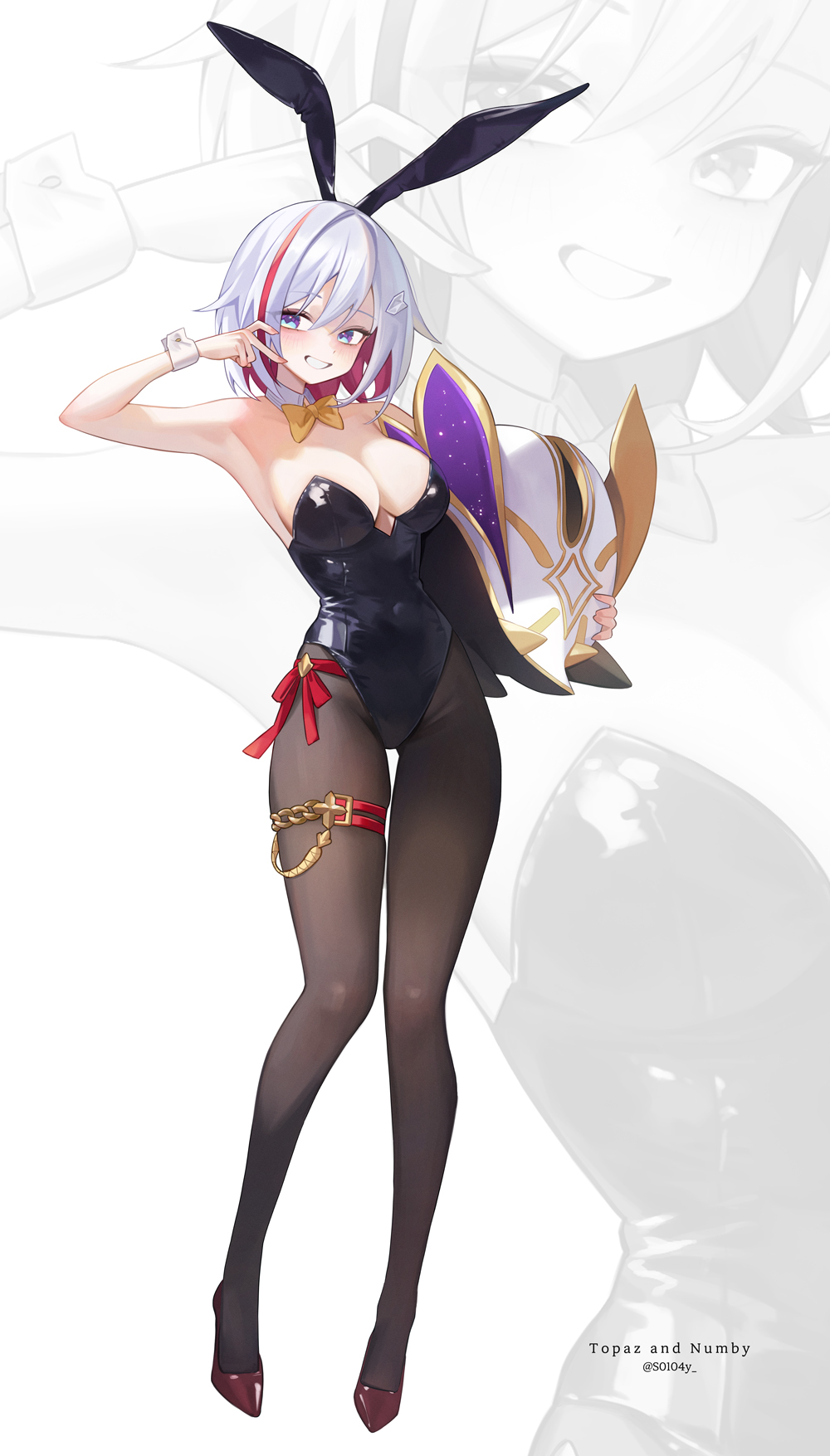 1girl, alternate_costume, animal, animal_costume, animal_ears, armpits, bare_shoulders, black_leotard