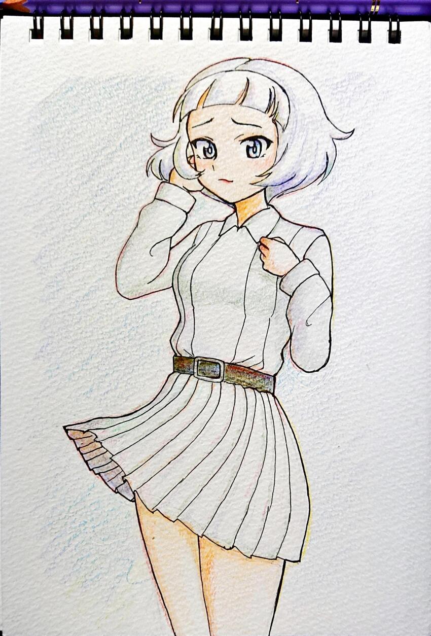 1girl, absurdres, amanone_yun, belt, belt_buckle, black_belt, breasts, buckle