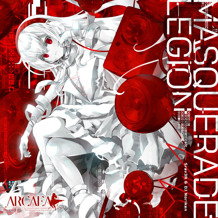 1girl, absurdres, album_cover, bandaged_arm, bandaged_leg, bandages, cable, closed_mouth