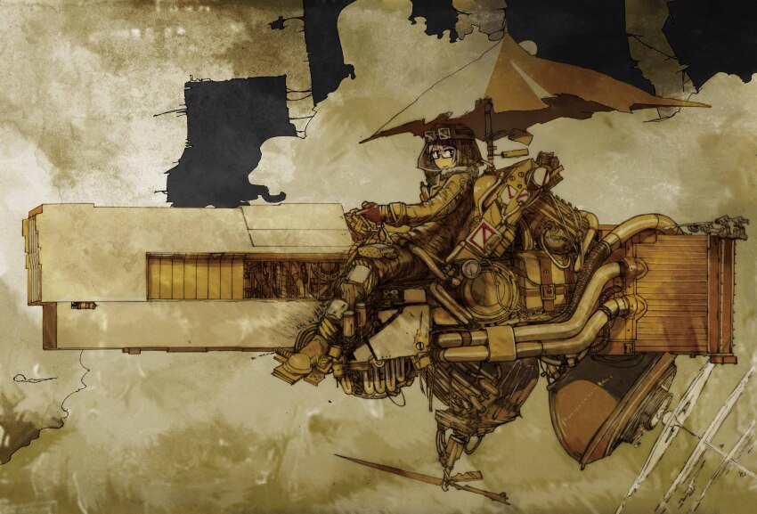 1boy, absurdres, aviator_cap, aviator_goggles, black_eyes, boots, brown_gloves, commentary