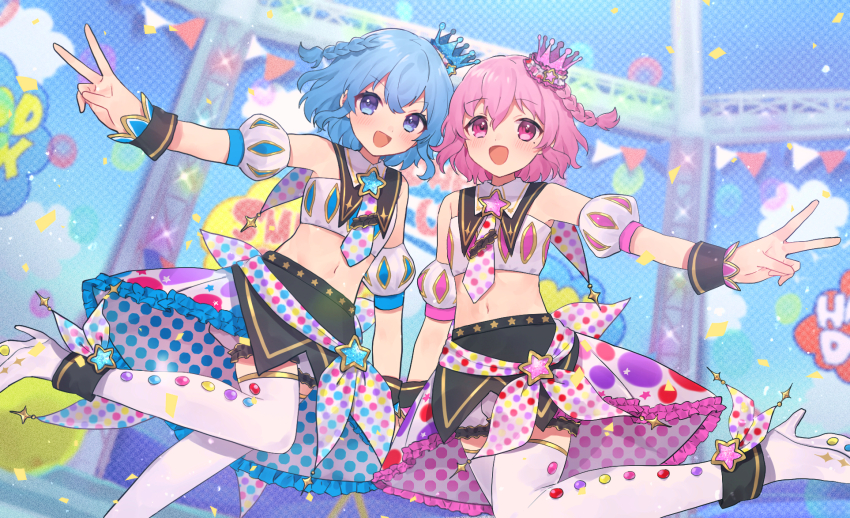 1boy, 1girl, :d, blue_background, blue_eyes, blue_hair, blue_necktie, blush