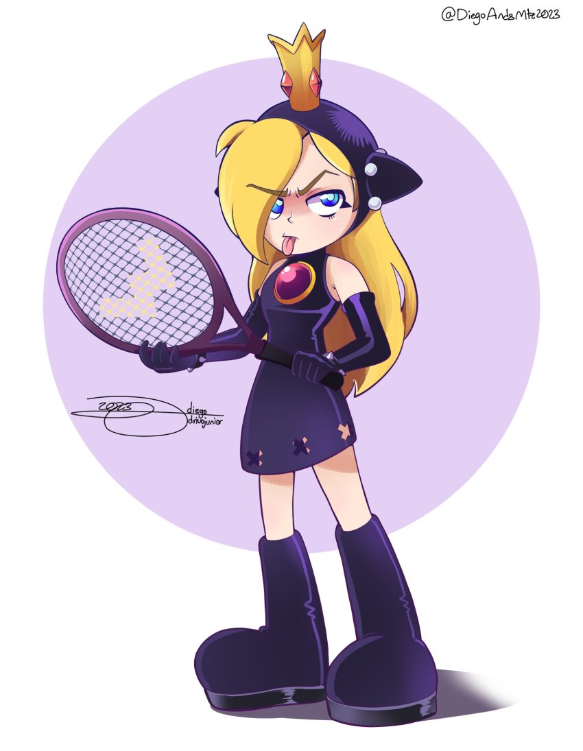 1girl, blonde_hair, blue_eyes, boots, crown, diegoandsmtz, full_body, gloves