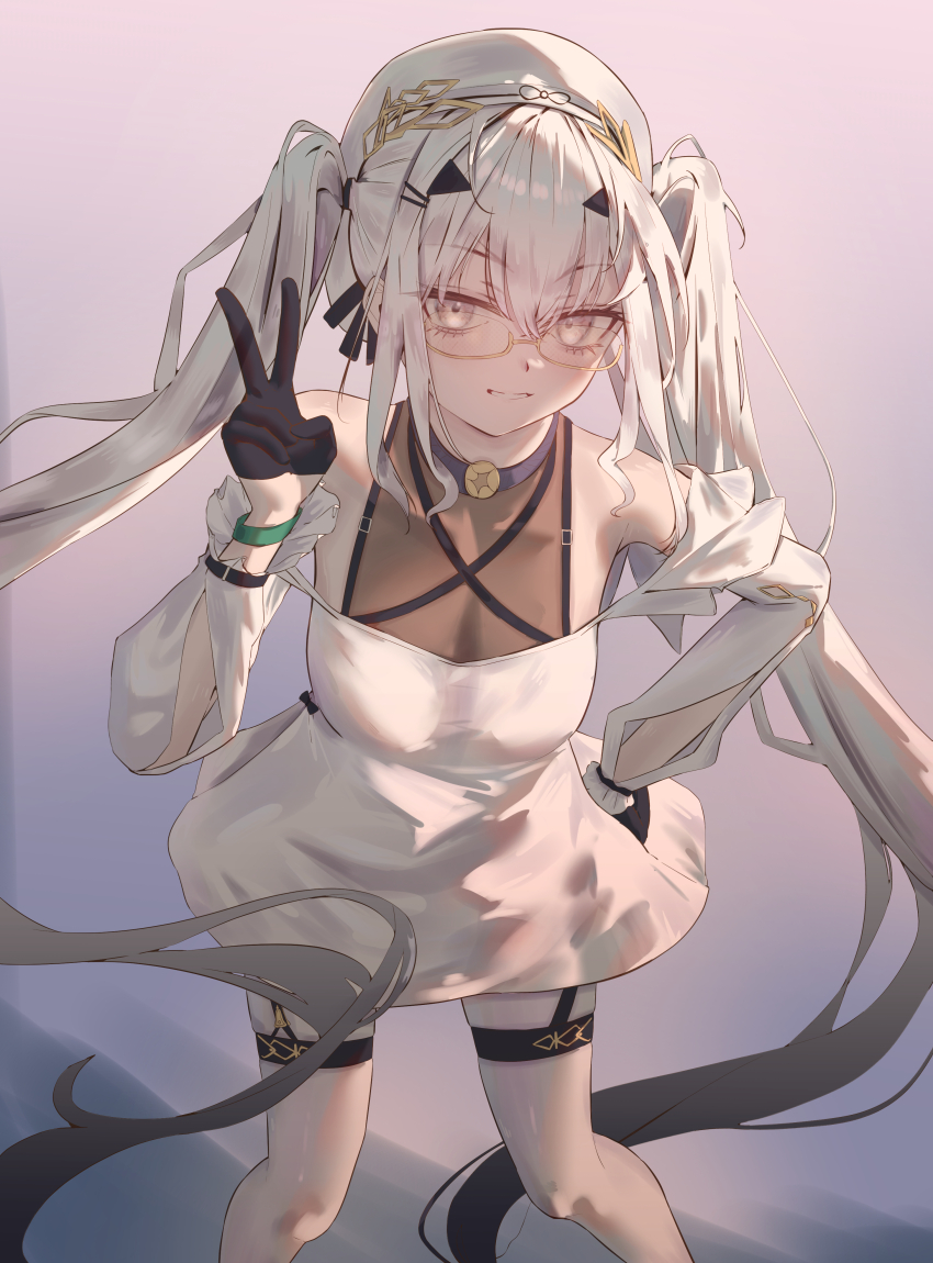 1girl, absurdres, bare_shoulders, beret, black_gloves, breasts, dress, fate/grand_order