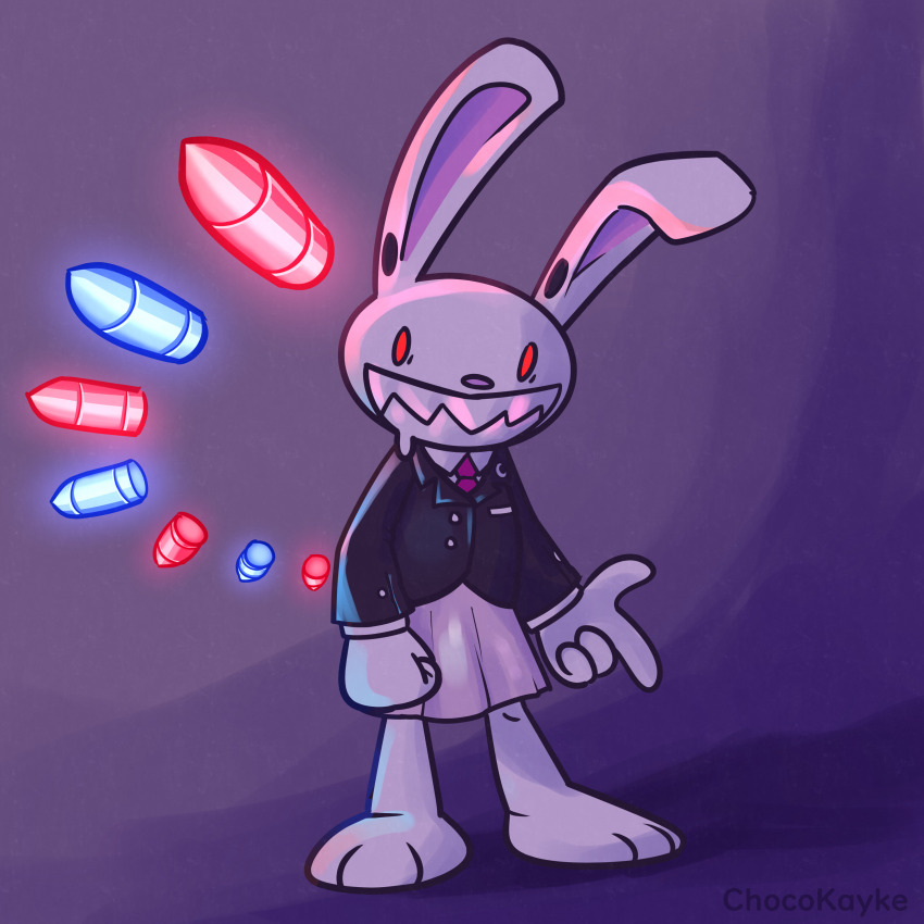 1boy, absurdres, animal_ears, barefoot, black_jacket, blazer, bullet, chocokayke