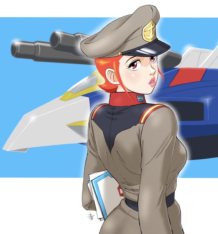 1girl, absurdres, aobito_sukoyaka_bystander, ass, blush, brown_eyes, cannon, commentary_request