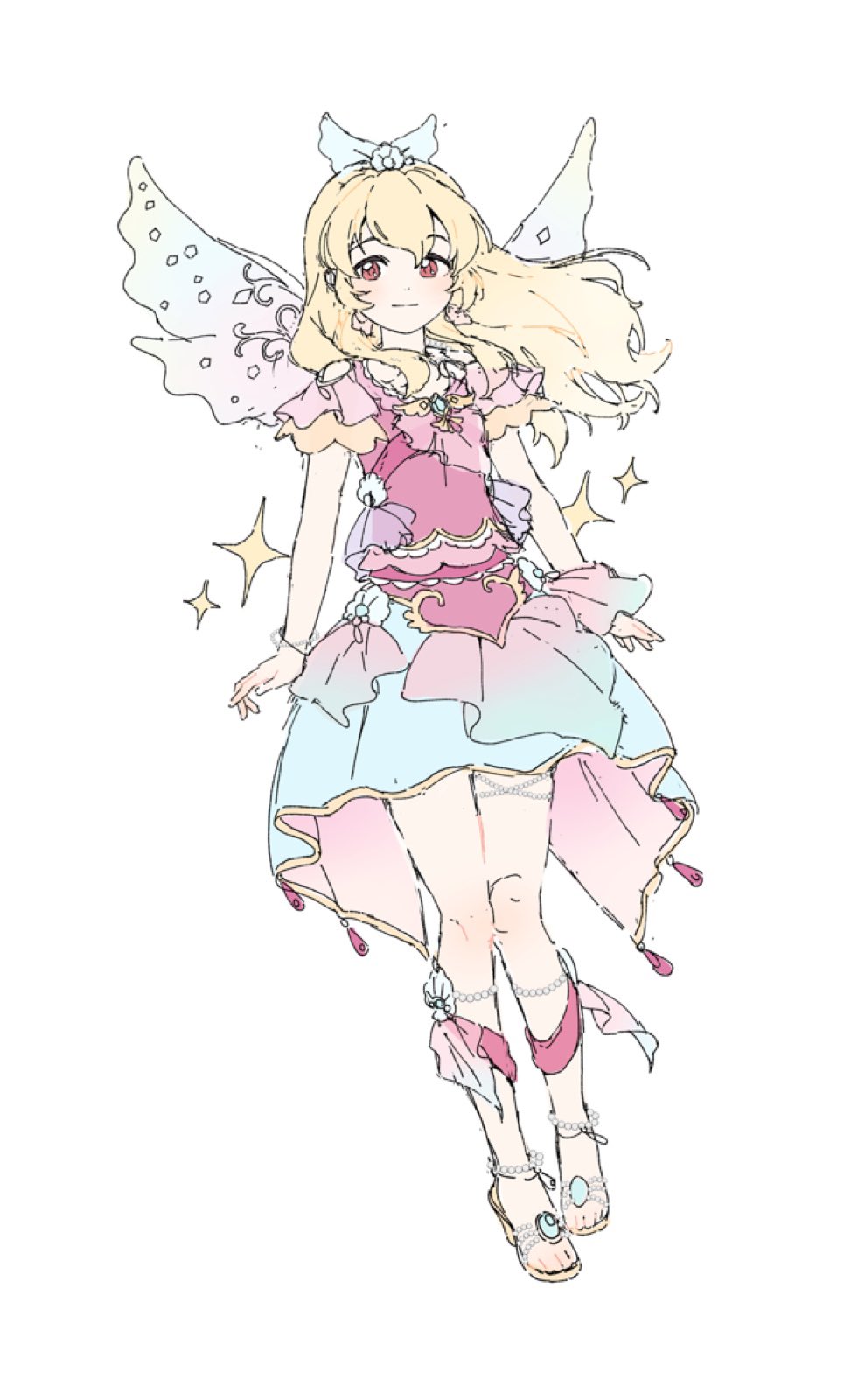 1girl, aikatsu!, aikatsu!_(series), blonde_hair, blue_skirt, closed_mouth, commentary_request, full_body