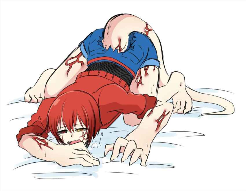 1girl, ae-3803, bad_id, bad_pixiv_id, breath, cancer_cell_(hataraku_saibou), claws, corruption