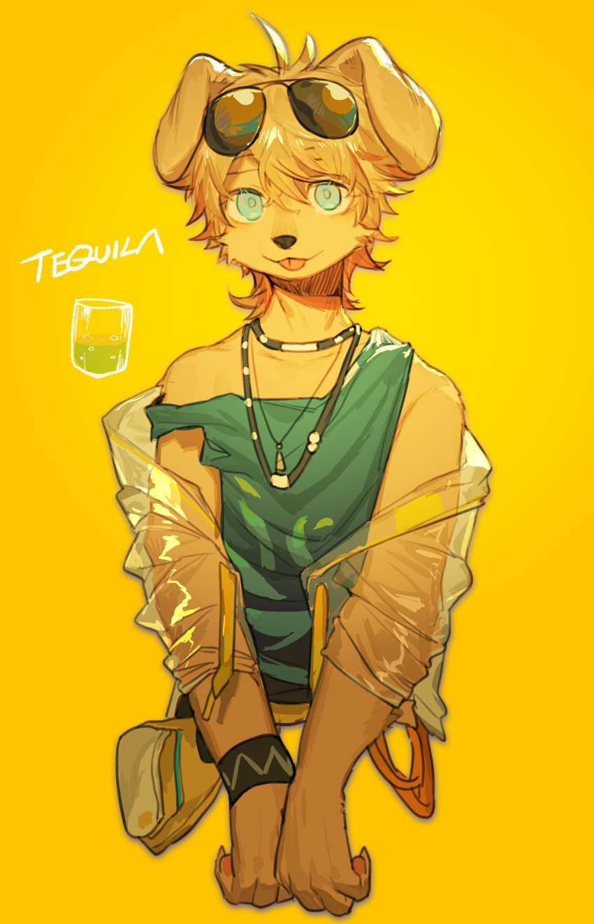 1boy, absurdres, alcohol, animal_ears, animal_nose, arknights, blonde_hair, blue_eyes