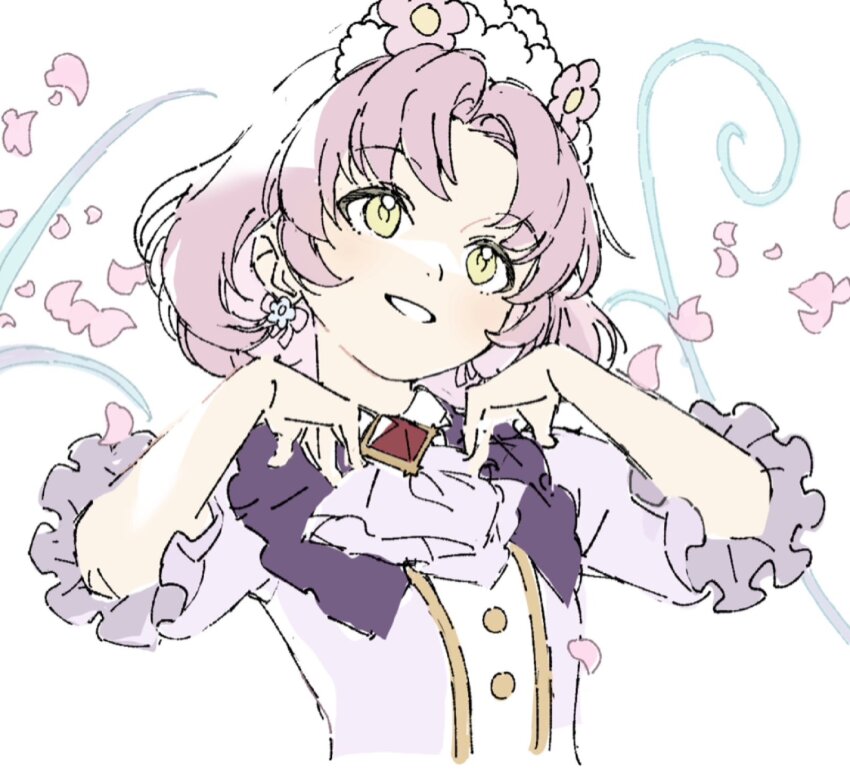 1girl, aikatsu!, aikatsu!_(series), ascot, commentary_request, flower, frilled_sleeves, frills