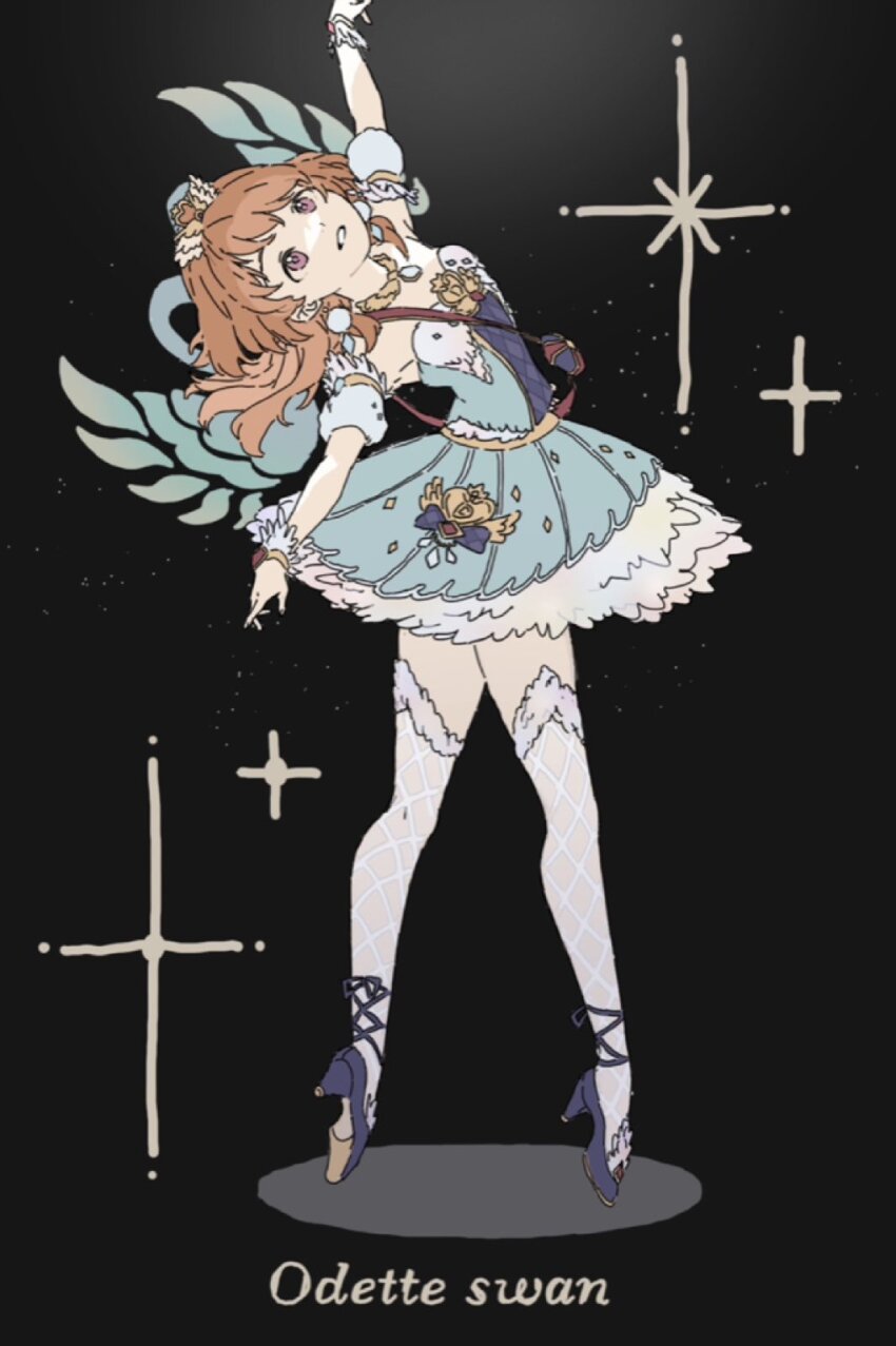 1girl, aikatsu!, aikatsu!_(series), arm_up, ballerina, ballet, black_background, blue_dress