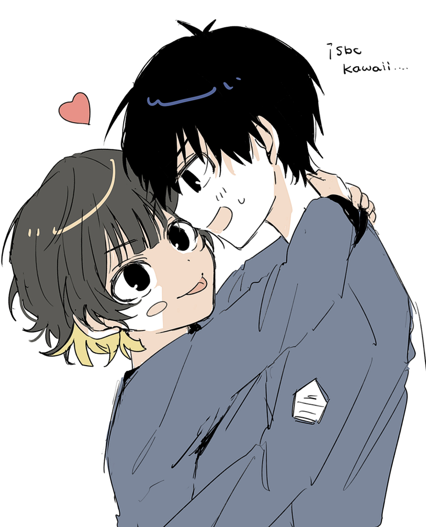 2boys, :p, antenna_hair, bachira_meguru, black_eyes, black_hair, blonde_hair, blue_lock