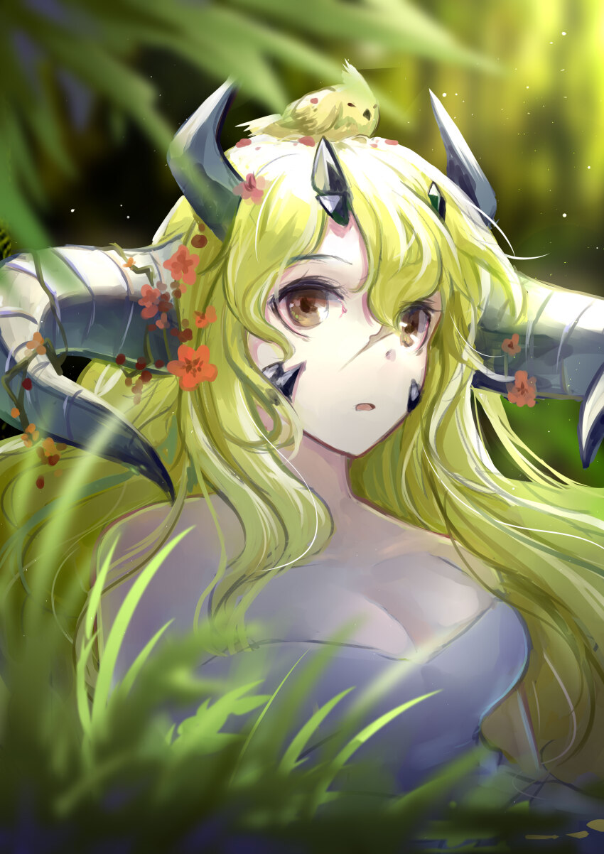 1girl, absurdres, alternate_costume, arknights, avatra, breasts, brown_eyes, dragon_horns