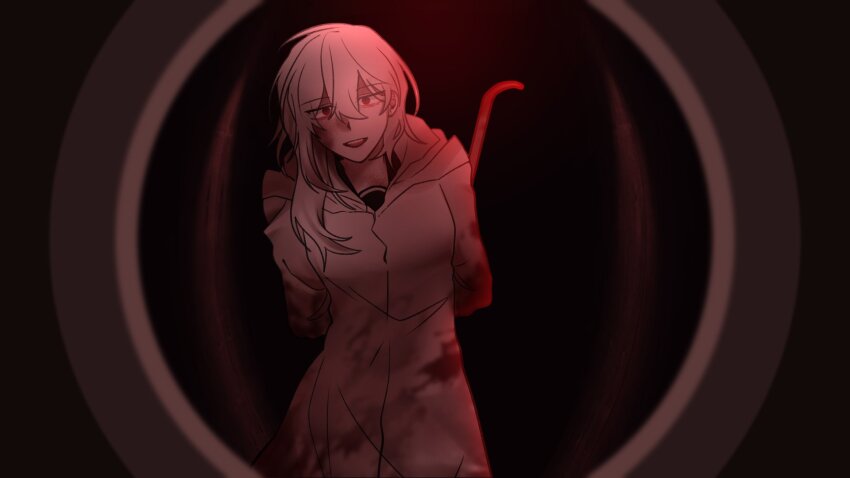 1girl, black_serafuku, blood, blood_on_clothes, commentary_request, cowboy_shot, crowbar, fa_mayo