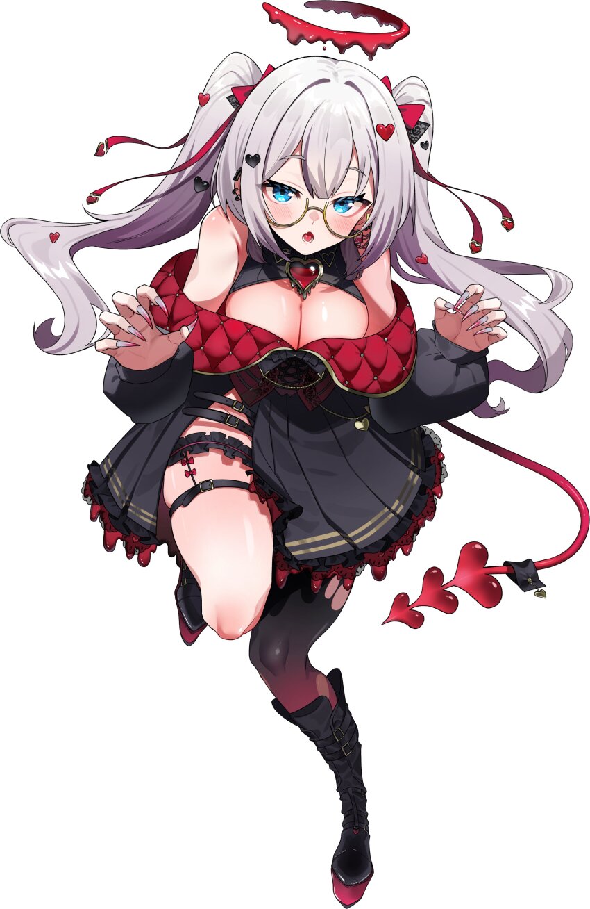 1girl, absurdres, belt, black_boots, black_dress, blue_eyes, bochi_mumumu, boots