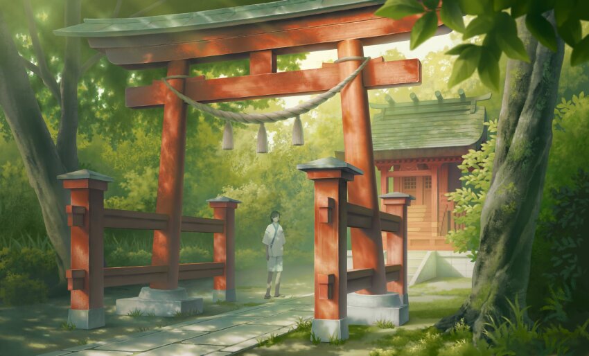 1girl, black_hair, commentary_request, day, faceless, faceless_female, highres, japanese_clothes