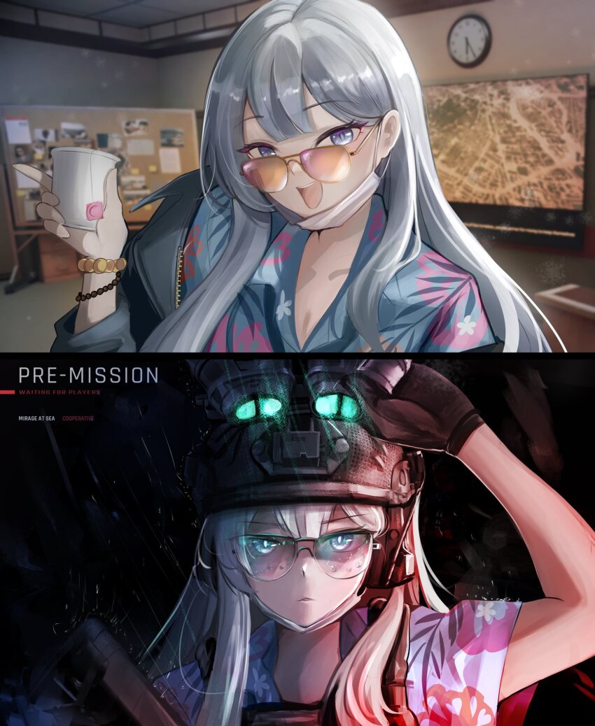 1girl, arktic, armor, black_jacket, blue_archive, blue_eyes, blue_shirt, bracelet